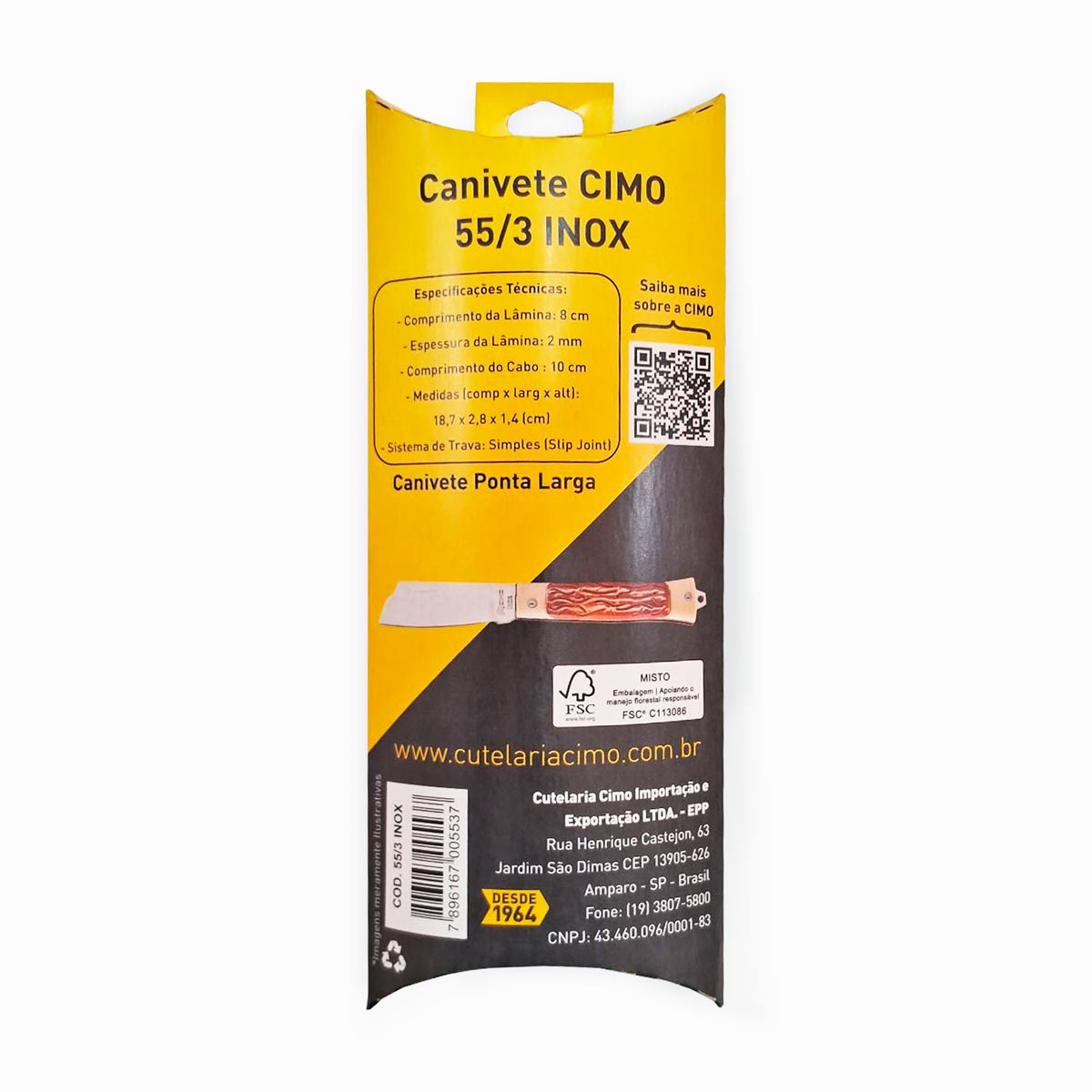 Canivete Cimo Inox Cabo Acetato - 55/3 INOX