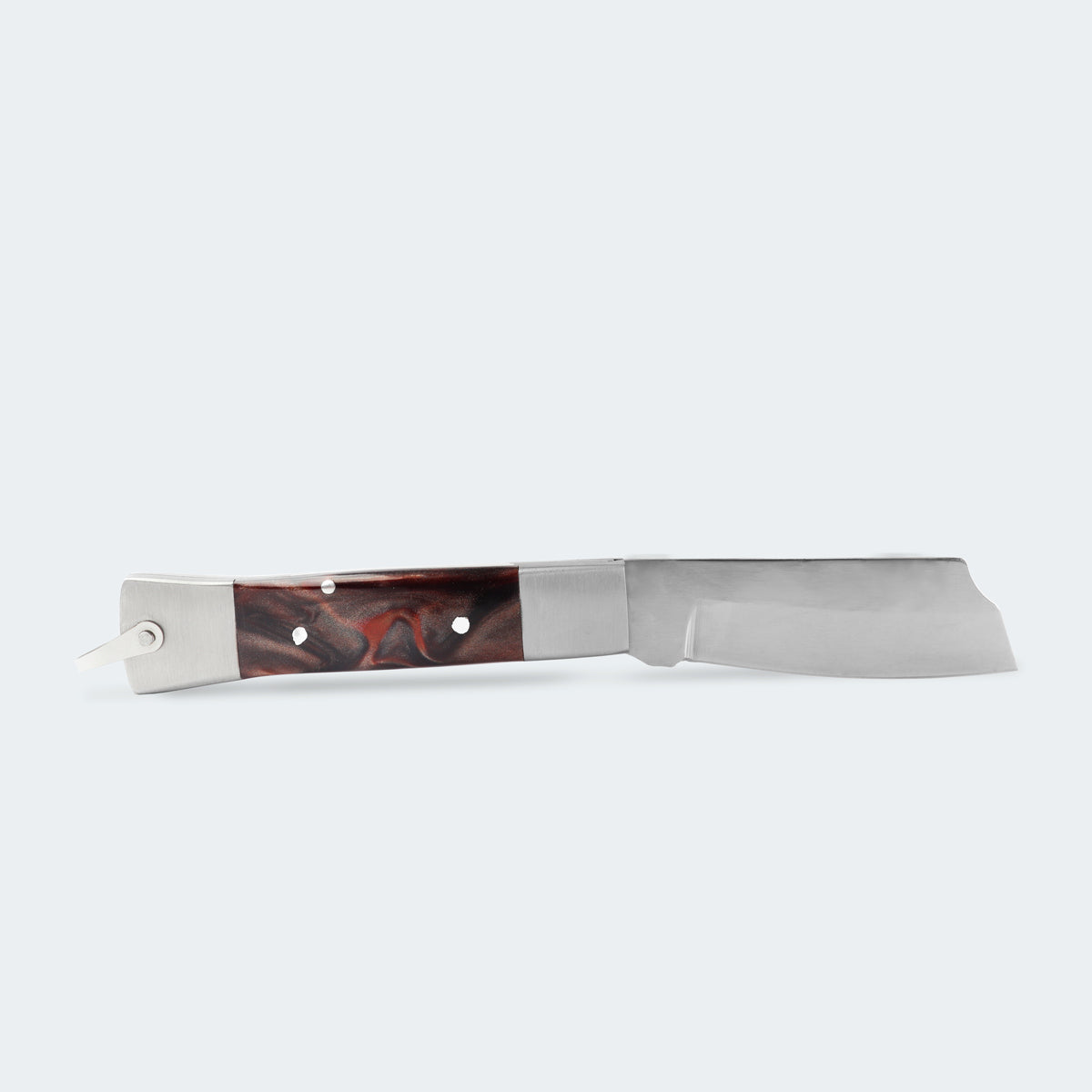 Canivete Cimo Inox Cabo Inox E Acrílico Marrom Com Bainha - 320/7 I A C/B