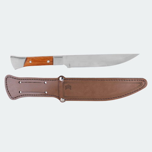 Faca Cimo Inox Cabo Inox E Madeira Com Bainha - 2450/6 C/B