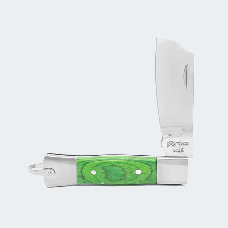Canivete Cimo Inox Cabo Inox E Cimowood Verde Com Bainha - 320/7 I CW C/B