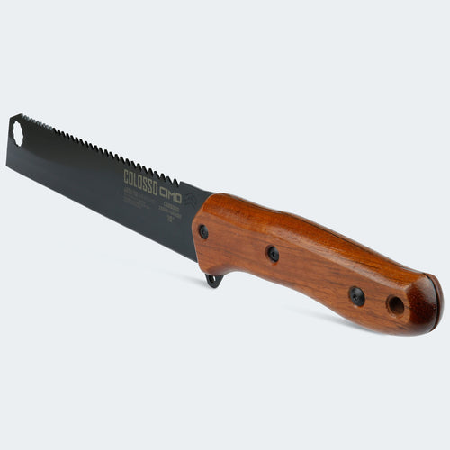 Facão Cimo Com Serrote Colosso 10” Preto Cabo Madeira - 4051/10 MAD-PT