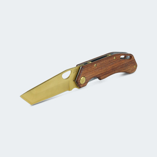 Canivete Cimo Brown Horse Tanto Gold Titanium Cabo Madeira Com Clip – BH85T-GTI