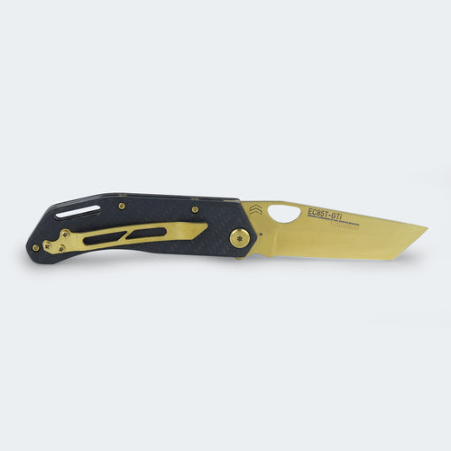 Canivete Cimo Eclipse Tanto Gold Titanium Fibra Carbono Com Clip - EC85T-GTI