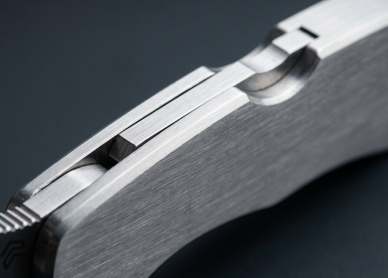 Detalhe de faca de aço inoxidável premium