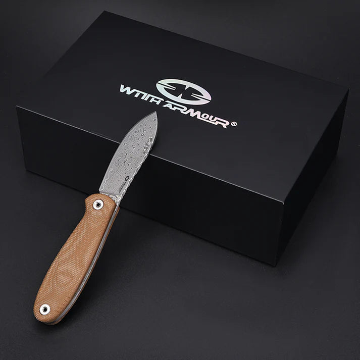 Canivete EDC FoldMuk2F Damascus With Armour – VG10 Core, Trava Slip-Joint, Cabo G10 | Colecionador Premium