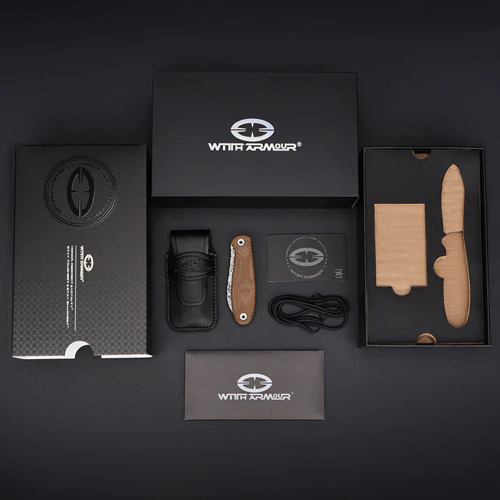 Canivete EDC FoldMuk2F Damascus With Armour – VG10 Core, Trava Slip-Joint, Cabo G10 | Colecionador Premium