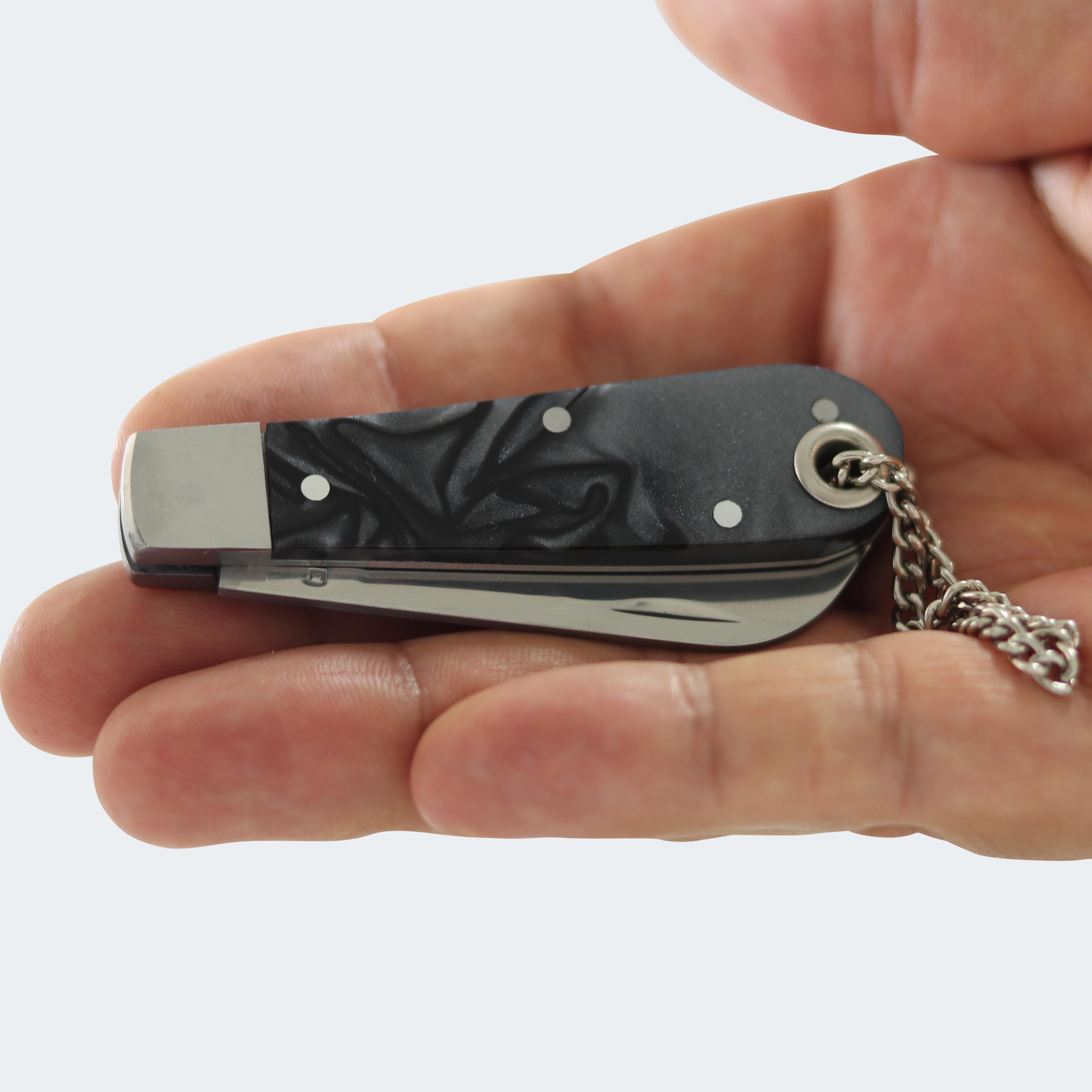 Canivete Cimo Inox Cabo Acrílico Preto Com Corrente - 20/3 PT