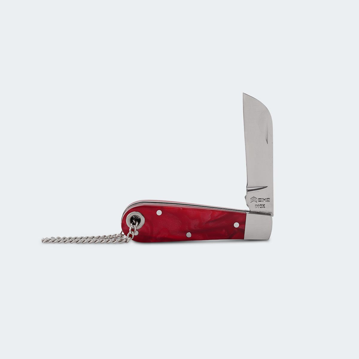 Canivete Cimo Inox Cabo Acrílico Vermelho Com Corrente E Bainha - 20/3 VM C/B