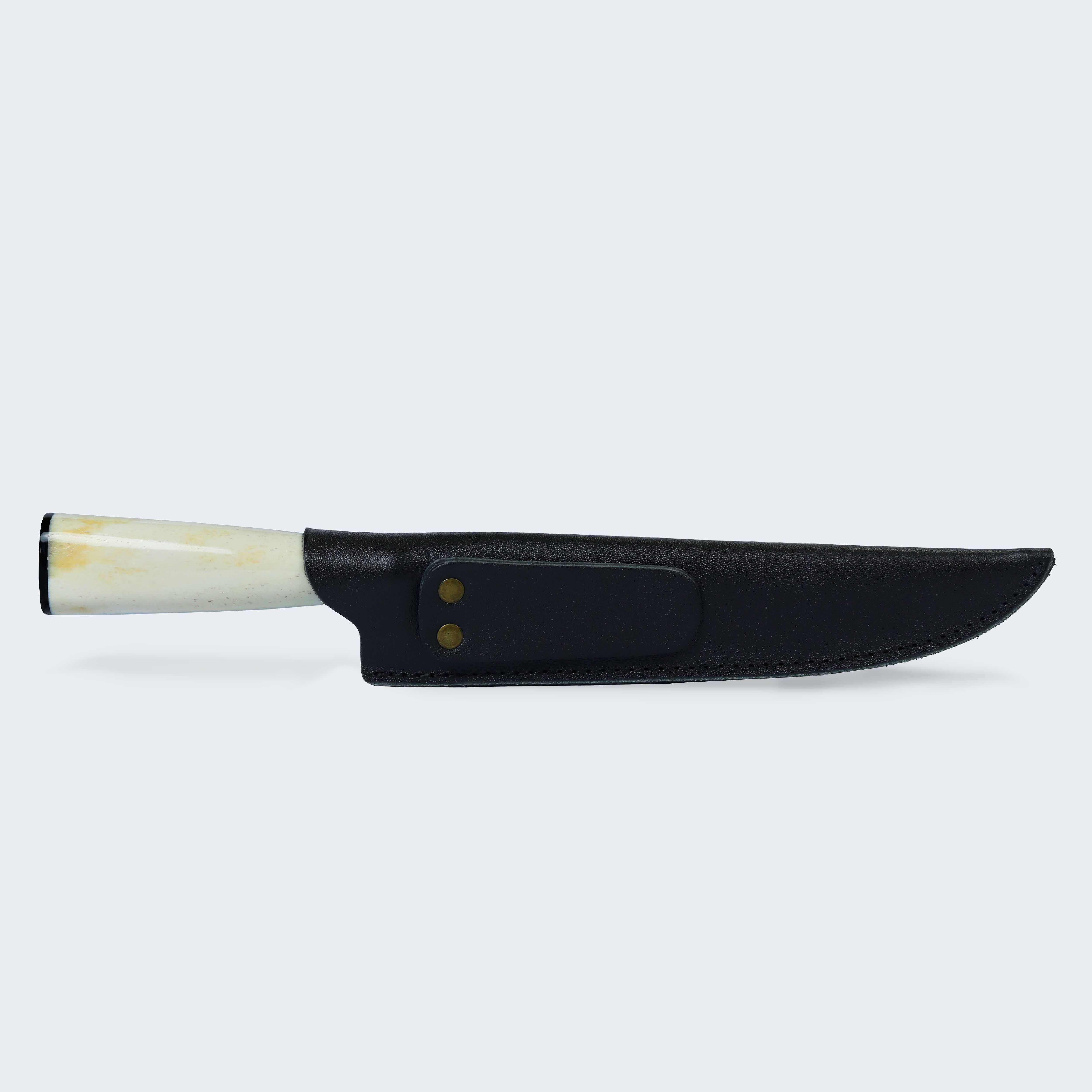 Faca Cimo Artesanal 1964/8 Cabo Osso com Bainha de Couro - 1964/8 OSSO C/B