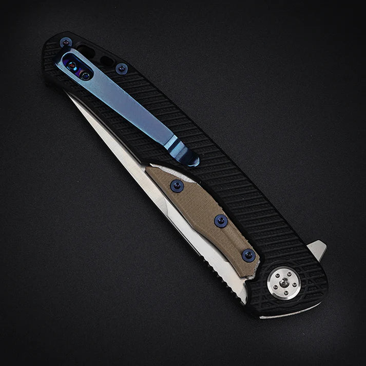 Canivete EDC Flint Black With Armour – Aço D2, Trava Liner Lock, Cabo G10 Preto | Compacto e Resistente