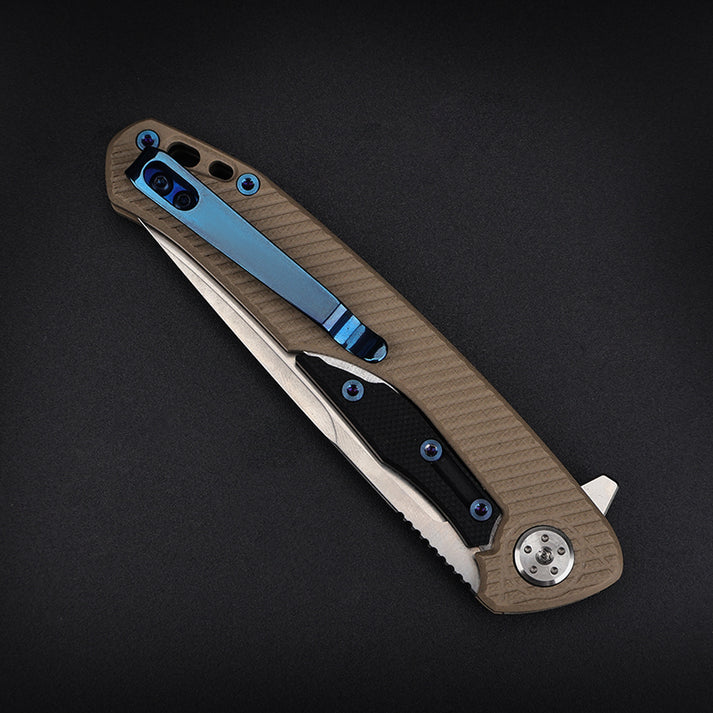 Canivete EDC Flint Desert With Armour – Aço D2, Trava Liner Lock, Cabo G10 Desert | Outdoor e Sobrevivência