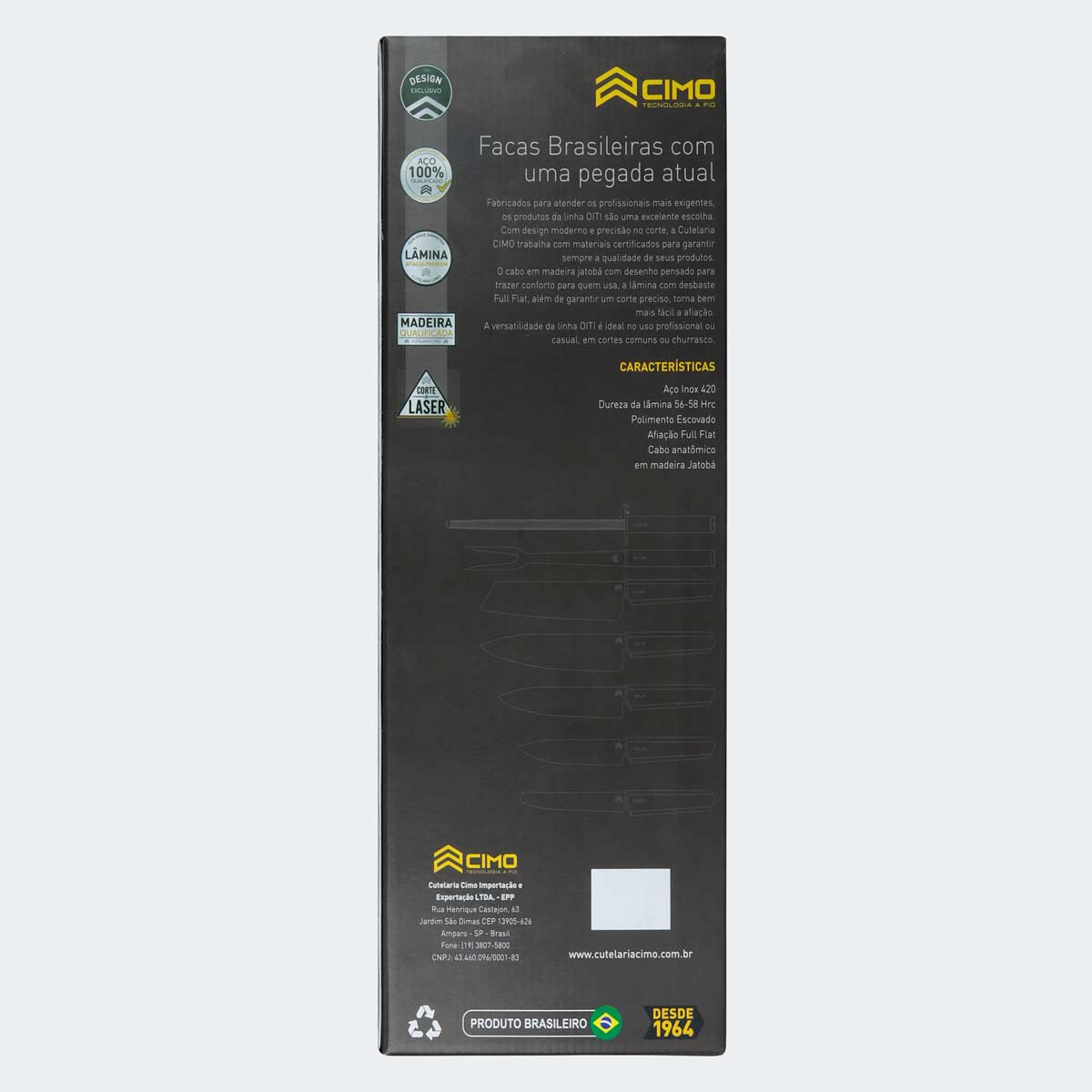 Kit Churrasco Oiti Brasa - Faca Santoku 8" 3003/8 e Chaira 10 - 3003/8 C2