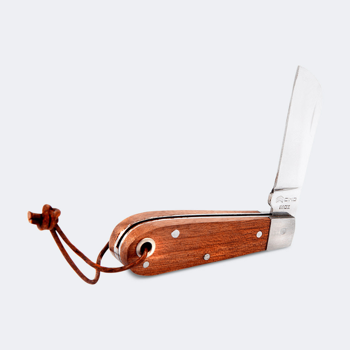 Canivete Cimo Inox Com Cabo Madeira Com Cordão De Couro E Bainha - 16/3 C/B