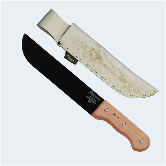 Facão Cimo 10” Carbono Cabo Madeira Com Bainha - 1030/10 MCC