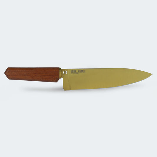 Faca Cimo Oiti Chef 8” Gold Titanium Cabo Madeira Com Estojo – 3001/8-GTI E