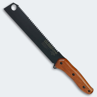 Facão Cimo Com Serrote Colosso 10” Preto Cabo Madeira - 4051/10 MAD-PT