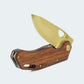 Canivete Cimo Brown Horse Gold Titanium Cabo Madeira Com Clip - BH85-GTI