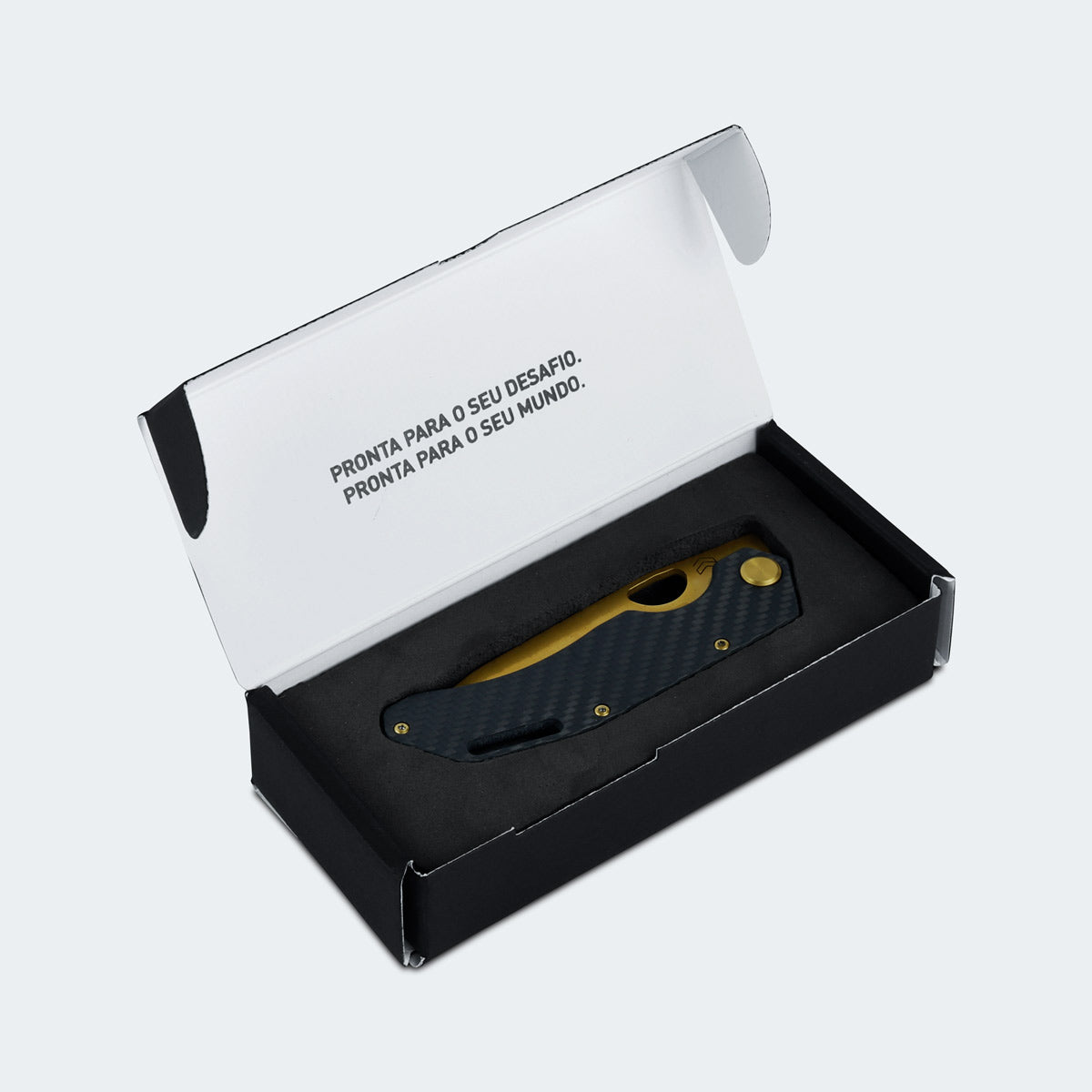 Canivete Cimo Eclipse Gold Titanium Fibra Carbono Com Clip - EC85-GTI