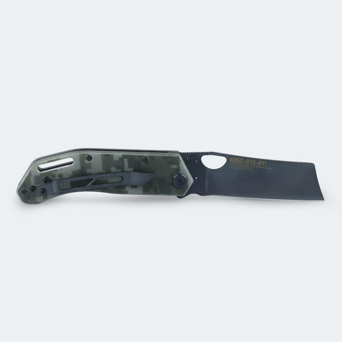 Canivete Cimo Komodo Cleaver Black Titanium Cabo G10 Com Clip - K85C-G10-BTI